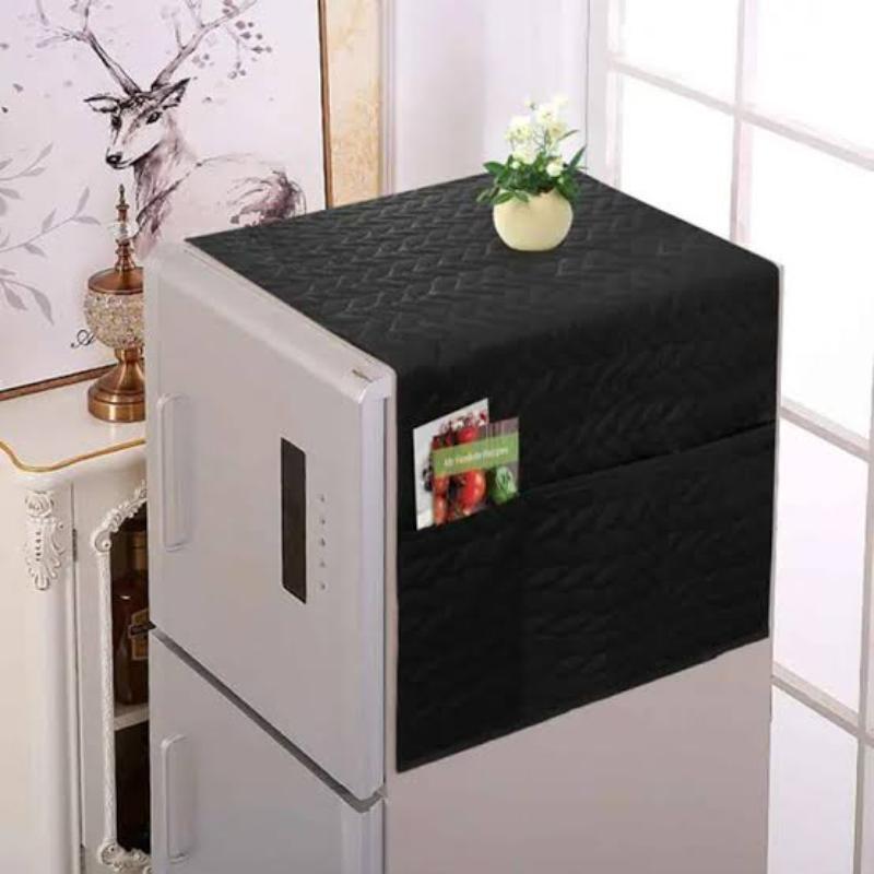 1 Pc Dust-Proof Quilted Fridge Top Cover With Side Pockets