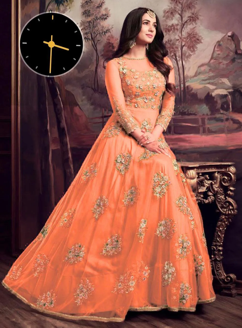 2 Pcs Women's Stitched Organza Embroidered Maxi And Trouser O