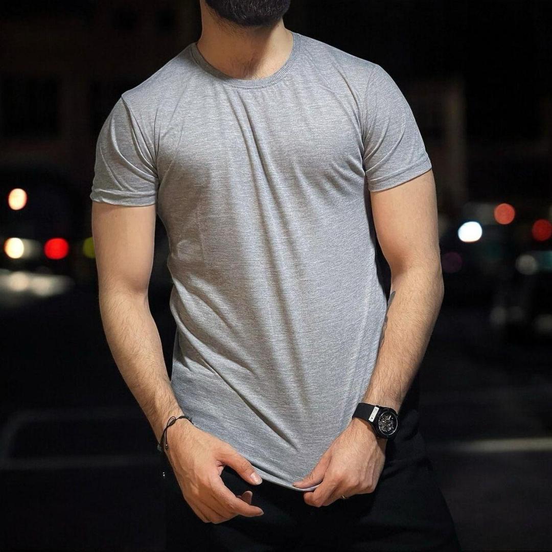 Premium Men's Grey Jersey T-Shirt - 1 Pc, Round Neck, Plain Design