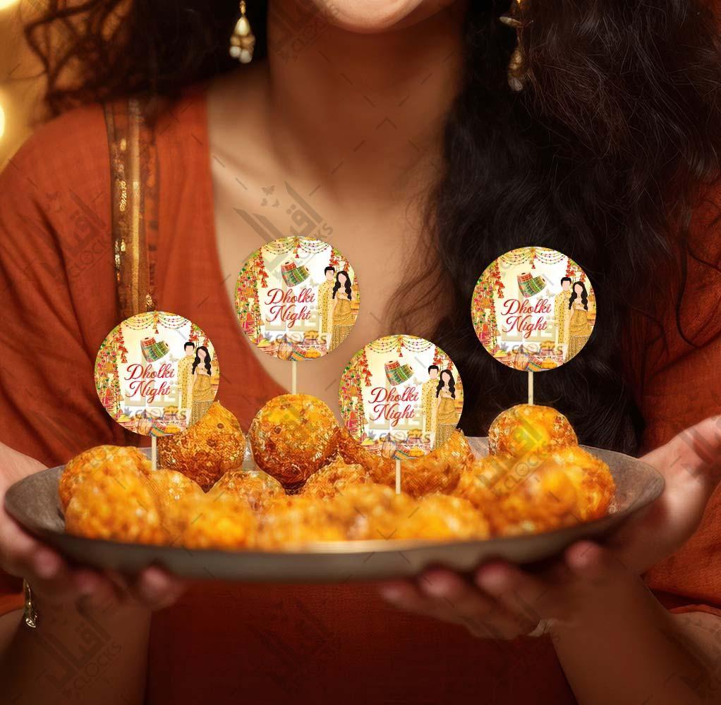 Dholki Ki Raat Mithai Toppers, Pack of 12