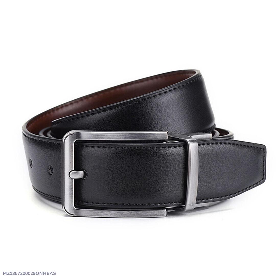 Men's Leather Casual Belt with Metal Buckle - 1 Pc for Daily Wear