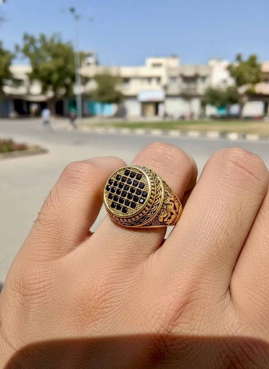 Turkish Design Resin Polish Crystal Men's Ring