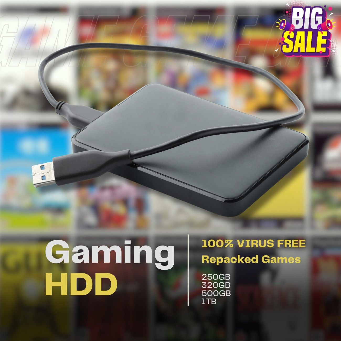 Portable Gaming HDD - Pre-Loaded with GTA V (Pak Mods), RDR2 & More