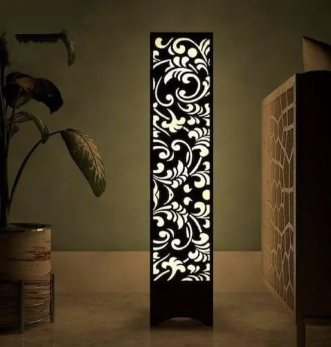 Wooden Table Lamp With Deep Laser Cutting