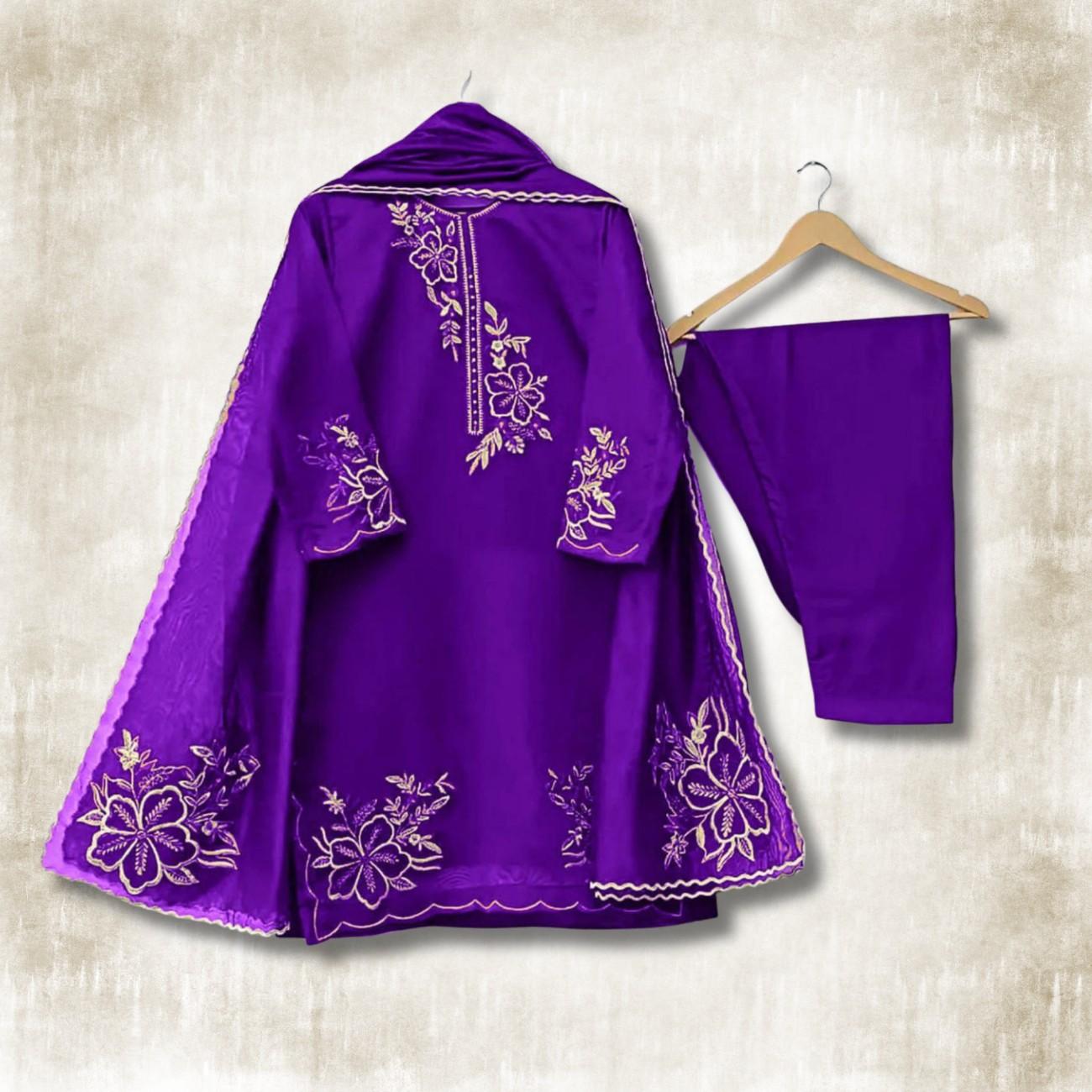 Girls Embroidered Salwar Kameez Suit (3-Piece)