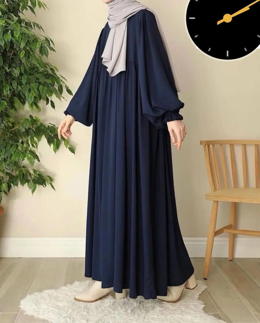 Georgette Plain Classic Abaya with Stroller