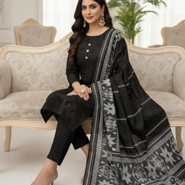 3 Pcs Unstitched Women's Embroidered Suit